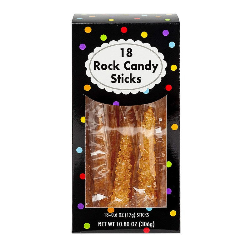 Gold Rock Candy Sticks – 8" 10.8 oz, 18-Pack