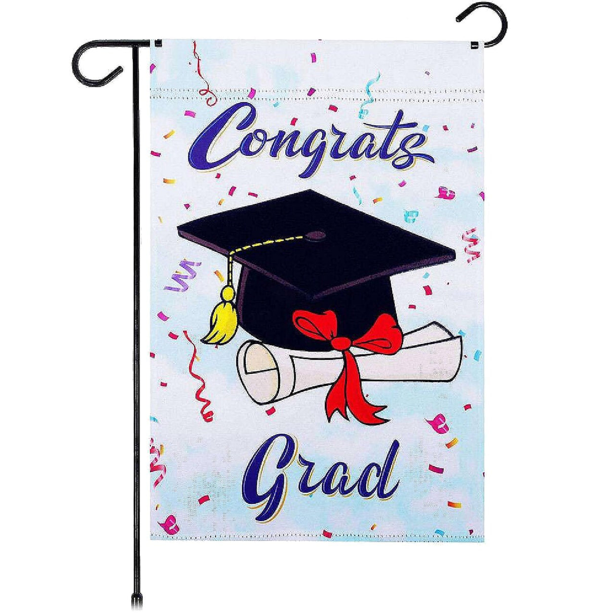 G128 Happy Graduation Garden Flag – 12" x 18", Double-Sided