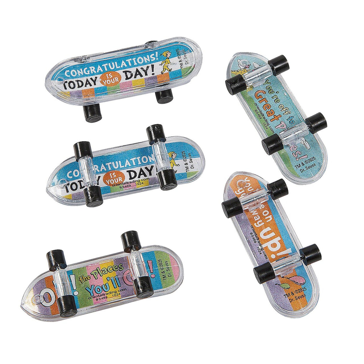 2" x 1/2" Mini Dr. Seuss Oh, the Places You’ll Go Skateboards – 36ct