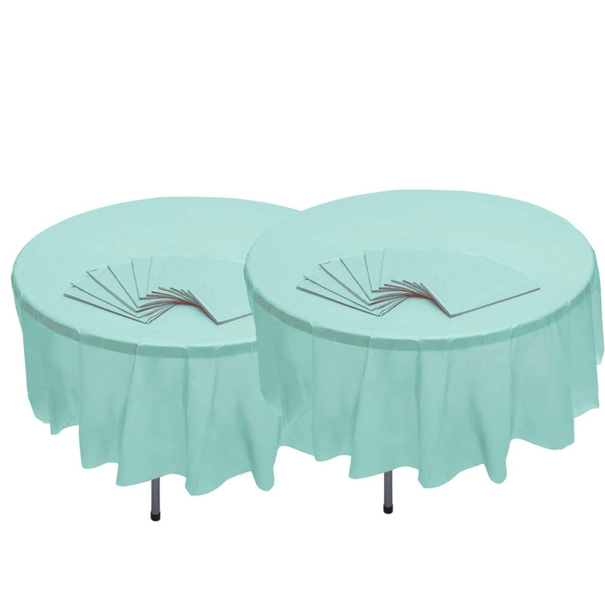 12-Pack Mint Green Round Plastic Tablecloths – 6 ft 10 in Disposable Covers
