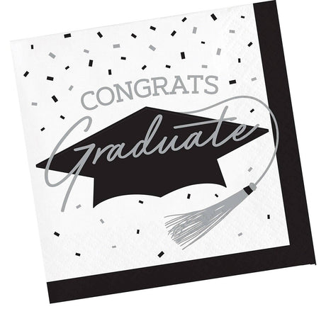 Creative Converting School Spirit White Graduation Dinner Napkins – 108ct