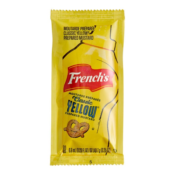 French's Classic Yellow Mustard 7 Gram Portion Packet - 500/Case
