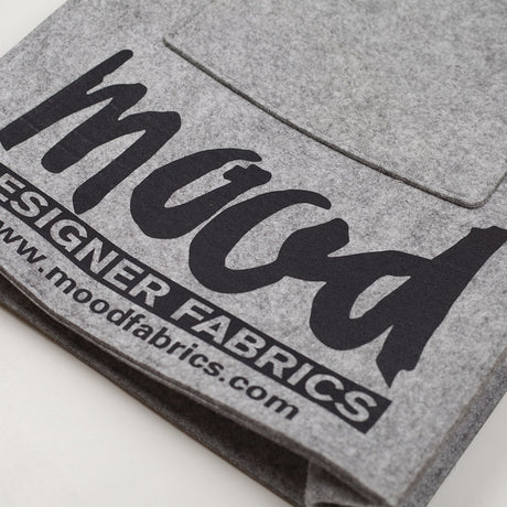Light Gray Felt Mood Bag with Black Logo