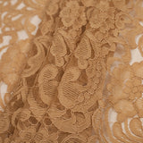 Re-Embroidered Lace with Scalloped Edge - Camel Floral
