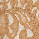 Re-Embroidered Lace with Scalloped Edge - Camel Floral