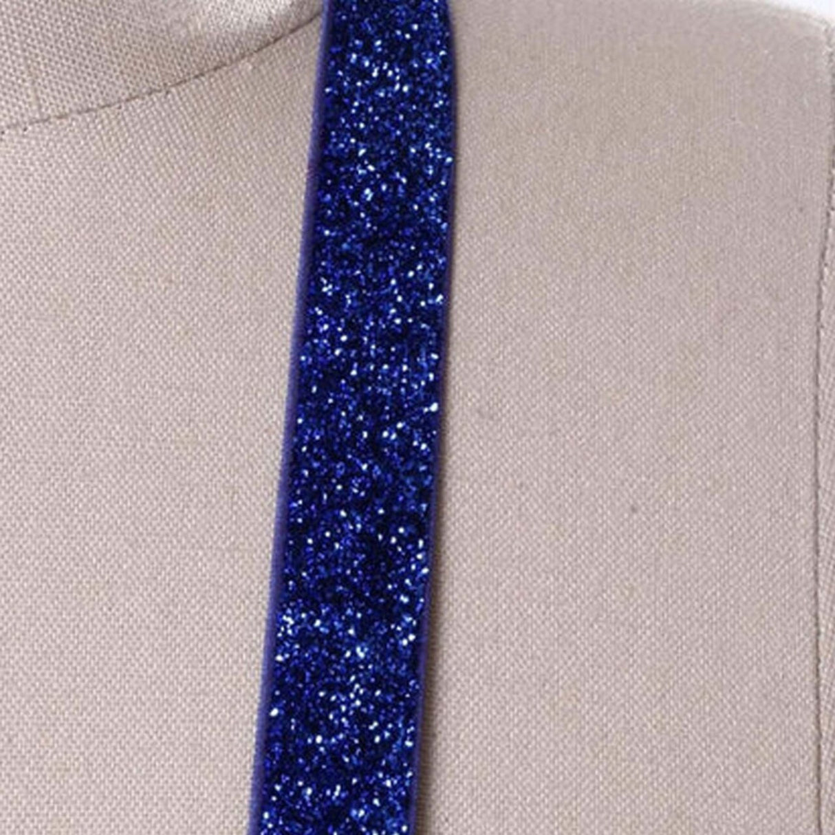 2 Yards Royal Blue Glitter Elastic 5/8" Shiny Trim for Hair Accessories & Crafts