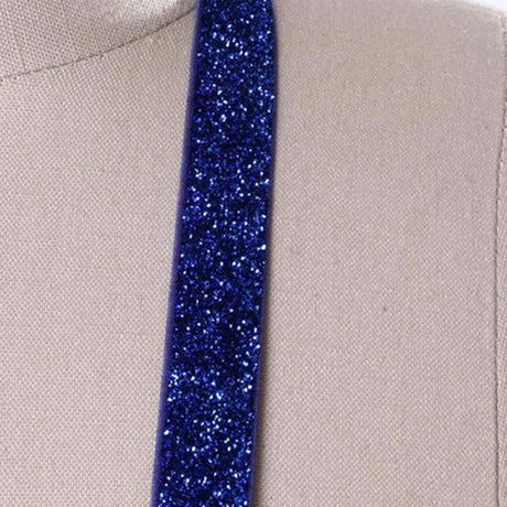 2 Yards Royal Blue Glitter Elastic 5/8" Shiny Trim for Hair Accessories & Crafts