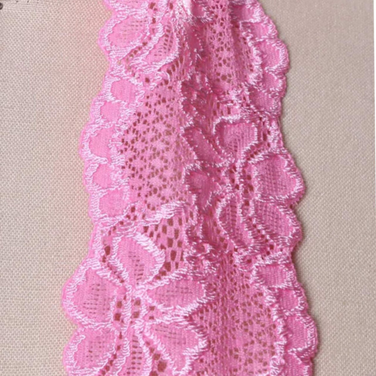 2 Yards 2.5" Japanese Medium Pink Wide Stretch Floral for Bridal Wedding Decorations, Sewing DIY Making and DIY Crafts