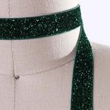 2 Yards 5/8" Christmas Green Glitter Elastic Trim for Headband Making