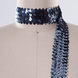1 Yard 1.5" Gray Steel Blue Sequin Stretch Trim