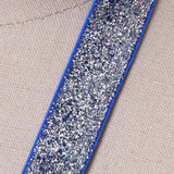 2 Yards Blue and Silver Glitter Elastic Trim 5/8" Stretchy Headband Elastic