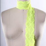 2.5" Wide Neon Yellow Stretch Floral Lace Trim Soft Hand-Dyed Elastic Ribbon for Lingerie, Overlays & DIY Crafts 2 Yards