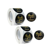 Wrapables 1.5" Thank You Stickers Roll Sealing Stickers and Labels 500pcs Black & Gold