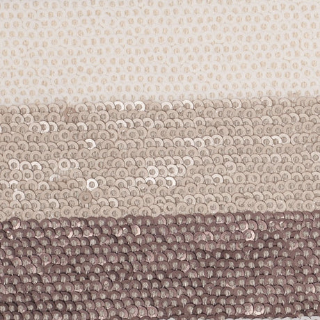 Beige/Brown/White Striped Baby Sequins on Polyester Mesh