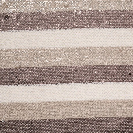 Beige/Brown/White Striped Baby Sequins on Polyester Mesh