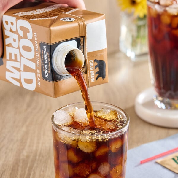 Wandering Bear Organic Straight Black Cold Brew Coffee 32 fl. oz. - 6/Case