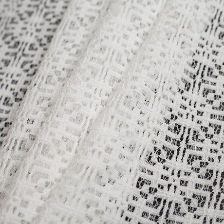 White Geometric Cotton-Nylon Lace