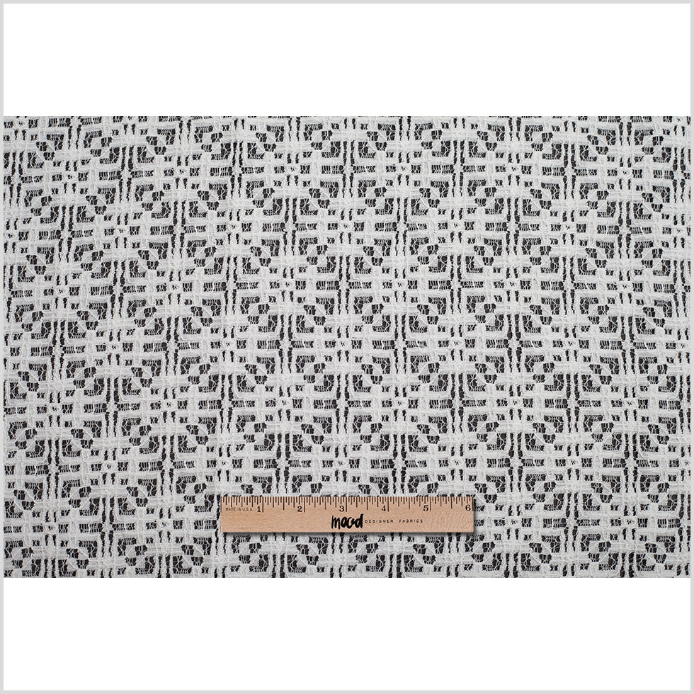 White Geometric Cotton-Nylon Lace