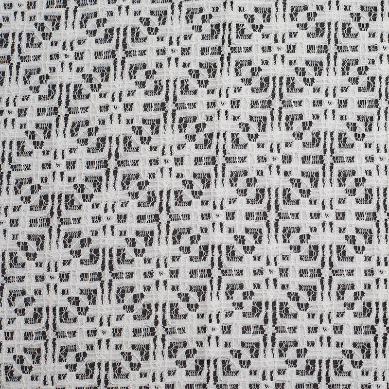 White Geometric Cotton-Nylon Lace
