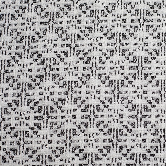 White Geometric Cotton-Nylon Lace