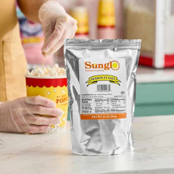 Sunglo 35 oz. Season-It Buttery Popcorn Salt - 12/Case