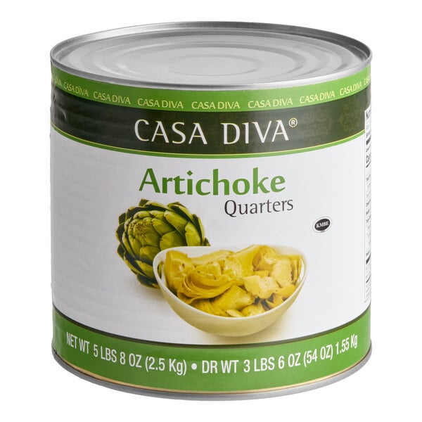 Casa Diva Quartered Artichoke Hearts 3 kg. Can - 6/Case
