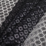 Metallic Black/Black Nylon Floral Lace