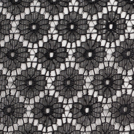 Metallic Black/Black Nylon Floral Lace