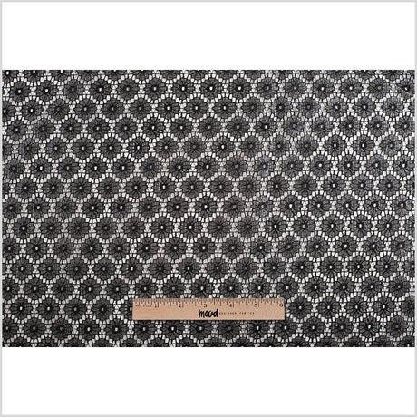 Metallic Black/Black Nylon Floral Lace