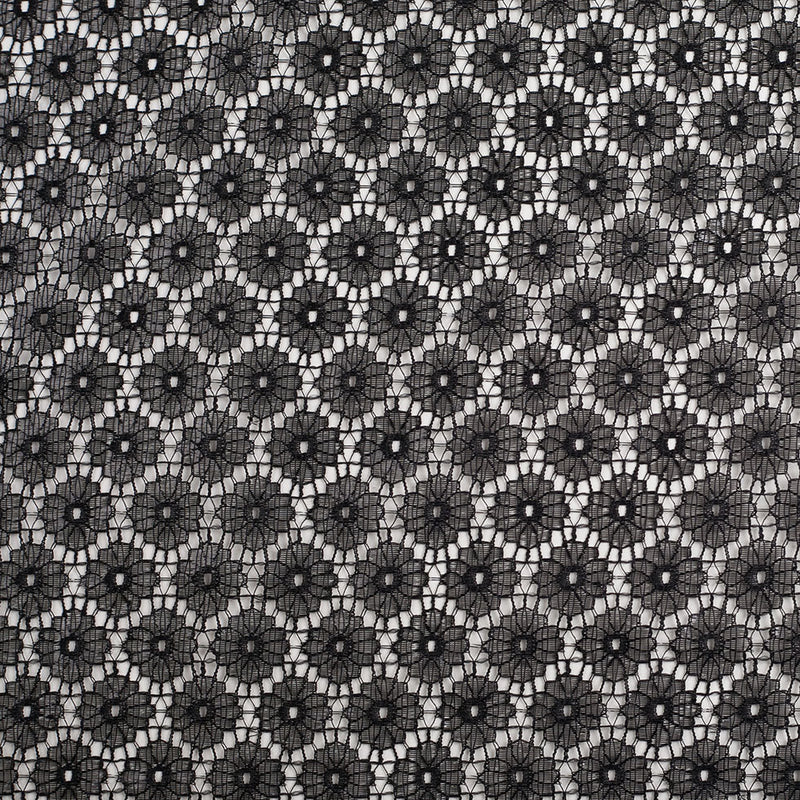 Metallic Black/Black Nylon Floral Lace
