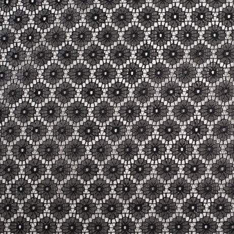 Metallic Black/Black Nylon Floral Lace