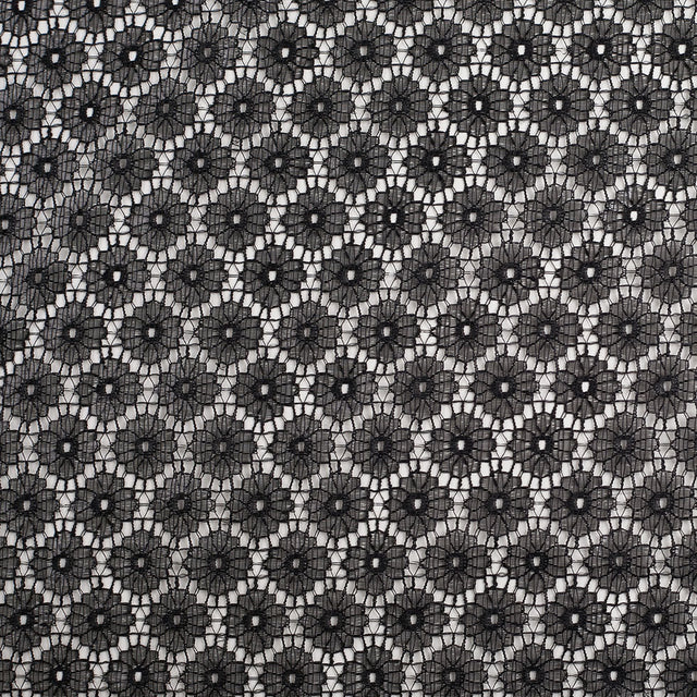 Metallic Black/Black Nylon Floral Lace
