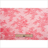 Re-Embroidered Lace with Scalloped Edge - Red Floral