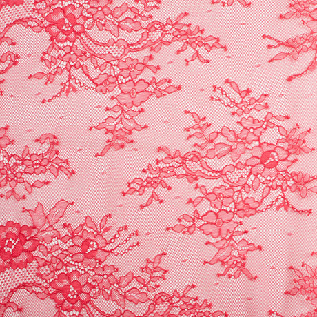 Re-Embroidered Lace with Scalloped Edge - Red Floral