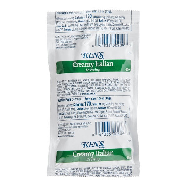 Ken's Foods 1.5 oz. Creamy Italian Dressing Packet - 60/Case