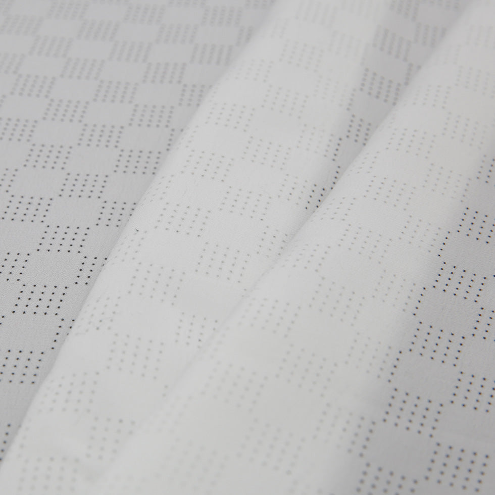 White Perforated Italian Silk Crepe de Chine