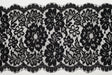 9" Jet Black Scallop-Edged Floral Lace Trim
