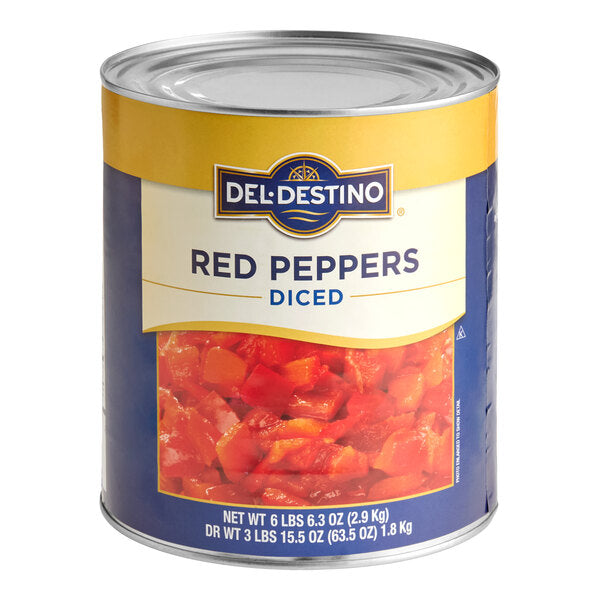 Del Destino Diced Red Bell Peppers #10 Can - 6/Case