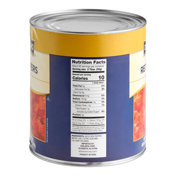 Del Destino Diced Red Bell Peppers #10 Can - 6/Case