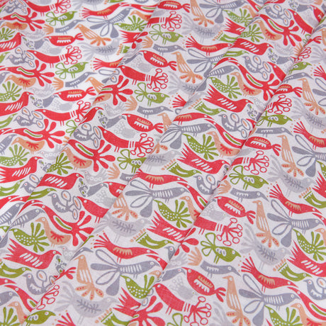 Cotton Voile - Red, Orange and Green Animal
