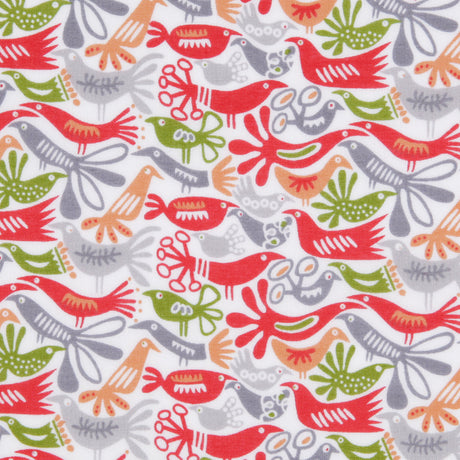 Cotton Voile - Red, Orange and Green Animal
