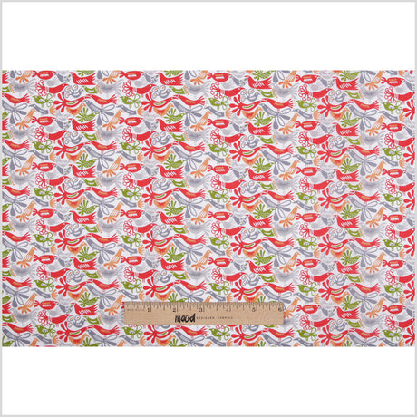 Cotton Voile - Red, Orange and Green Animal