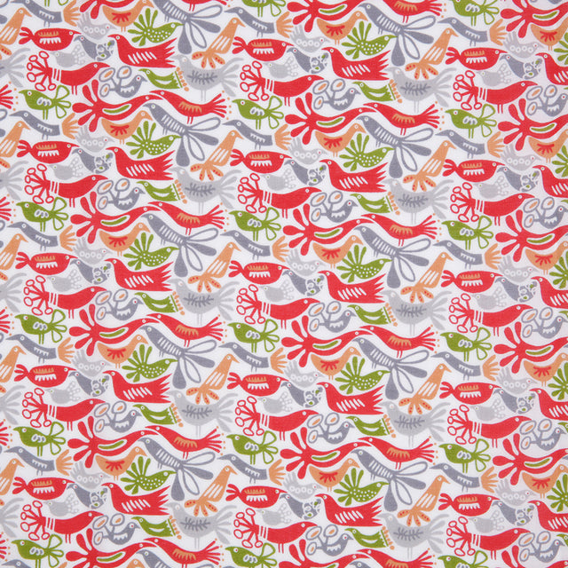 Cotton Voile - Red, Orange and Green Animal