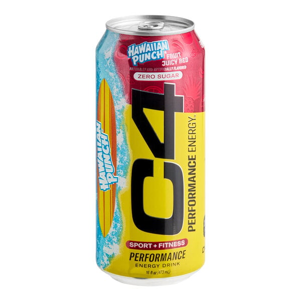C4 Energy Hawaiian Punch Fruit Juicy Red Energy Drink 16 fl. oz. Can - 12/Case
