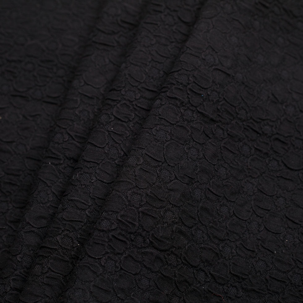 Black Stretch Viscose-Nylon Novelty Knit