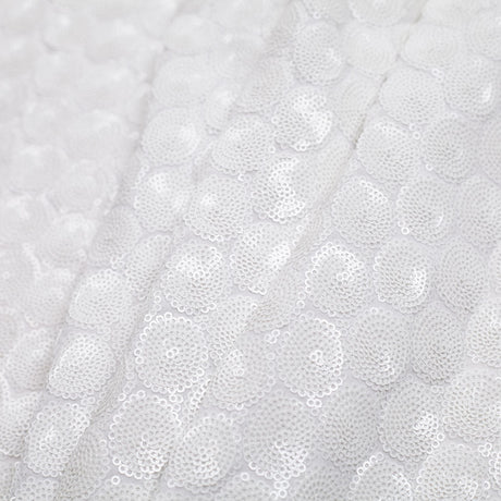 Polyester Mesh with Clustered Baby Sequins - White