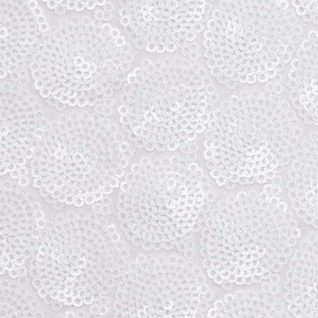 Polyester Mesh with Clustered Baby Sequins - White