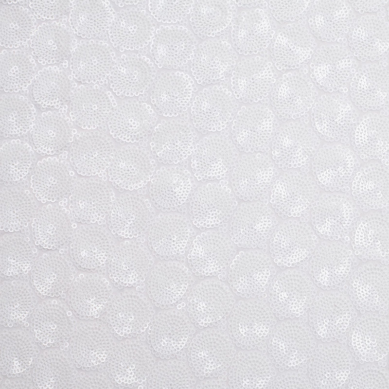 Polyester Mesh with Clustered Baby Sequins - White