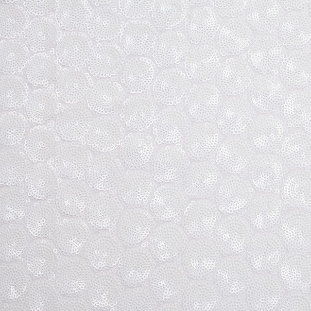 Polyester Mesh with Clustered Baby Sequins - White