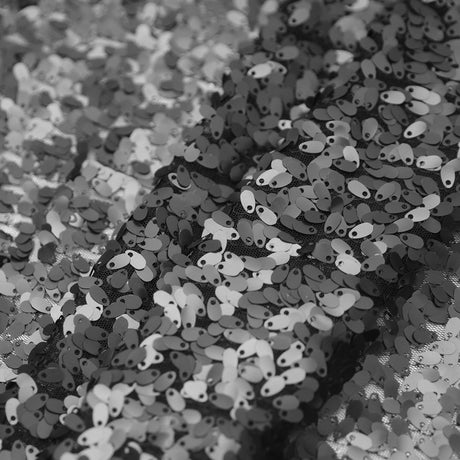 Black Oval Piette Sequins on Polyester Mesh